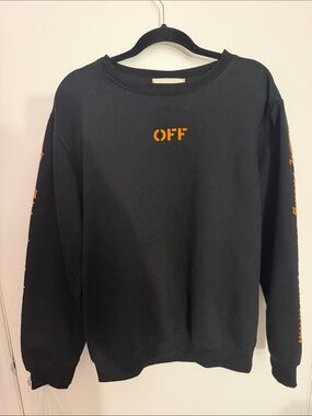 Off-White Black Crewneck Sweatshirt with Orange 'OFF' Logo